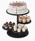 Cupcake Stand, 4 Tier Round Bamboo Wood Black Cupcake Tower Stand for 50 Cupcakes, Tiered Serving Trays, Wood Cake and Cupcake Stand (Black_Bamboo) by VRICCC