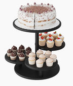 Cupcake Stand, 4 Tier Round Bamboo Wood Black Cupcake Tower Stand for 50 Cupcakes, Tiered Serving Trays, Wood Cake and Cupcake Stand (Black_Bamboo) by VRICCC