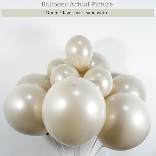 Pearl Balloon Arch Kit with 107pcs Double Layer Sand White Balloons & 610 Pearl Stickers, Wedding Balloon Garland Arch for Bridal Shower Baby Shower Engagement Birthday Decorations (Pack of 2) - Image 3