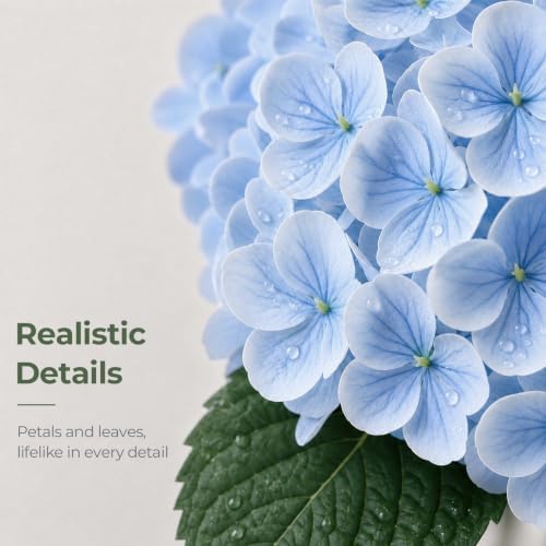 Blue Hydrangea Artificial Flowers in Vase for Table Centerpiece - Image 2
