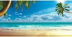 Laeacco Summer Seaside Beach Scenic 20x10ft Vinyl Photography Background Crooked Palms Blue Sky Clouds Surging Waves Scene Backdrop Wedding Shoot Eatery Landscape Wallpaper Birthday Party Banner Luau by Laeacco