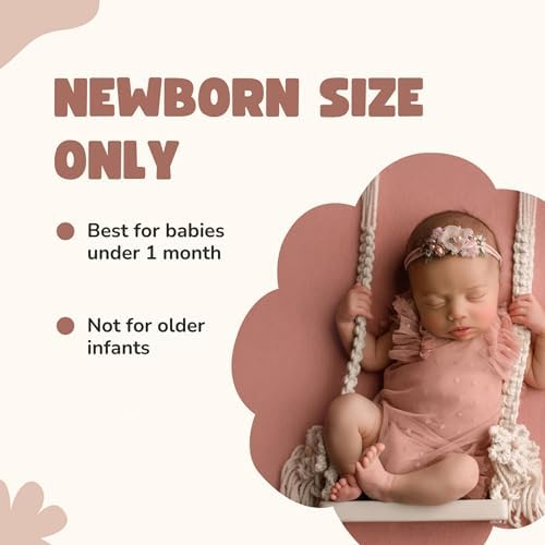 DICHA Handmade Macrame Newborn Photography Props with 2 Backdrop Clips-Baby Swing Photo Shoot Accessory–Wooden Newborn Photoshoot Props-NOT Toy-Cream Rope with White Wood 0-1 M - Image 4