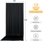 60ftx12ft Wrinkle Free Black Backdrop Curtains for Parties, Silky Polyester 12 Panels 12 ft Long Black Photo Backdrop Drapes Back Drop Cloth for Wedding Birthday Graduation Photography Background - Image 5