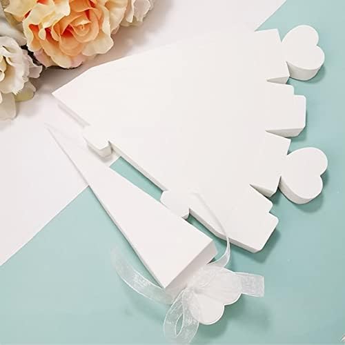 100 Pcs Cones Wedding Holder, Confetti Cones with Heart Shape, Place Cards, Box Box with Ribbon for Wedding Baptism Birth, Baby Shower by Sumshy