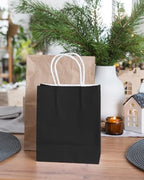 qiqee 100Pcs Gift Bag with Handles Bulk Black Paper Bags Multiple Uses (8.3"x6"x3.15", Small Size) - Image 6