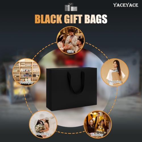 YACEYACE Black Gift Bags Bulk, 20 Pack Black Gift Bags with Handles - Image 7