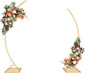 Metal Open Arch Backdrop Stand,Set of 2 Gold Curved Arch Backdrop Stand Half Moon Wedding Arches for Ceremony,Birthday,Anniversary,Baby Shower,Floral Stand,Ramadan Decoration (6.7FT & 5.8FT) by Unknown
