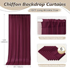 30ft x 10ft Burgundy Backdrop Curtains, Wrinkle-Free Sheer Chiffon Fabric Photo Backdrop Drapes for Wedding Arch Party Ceremony Stage Photography Decorations - Image 5