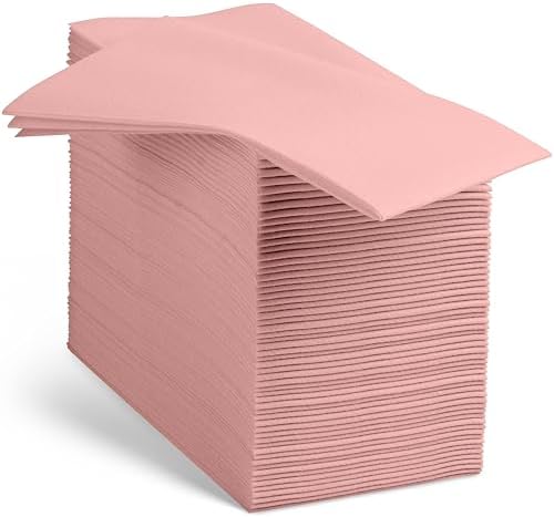 Linen-Feel Colored Paper Napkins - Decortive Cloth-Like Mellow Rose Dinner Napkins - Soft And Absorbent. For Kitchen, Party, Wedding, Bathroom Or Any Occasion. (Pack of 100) by BloominGoods