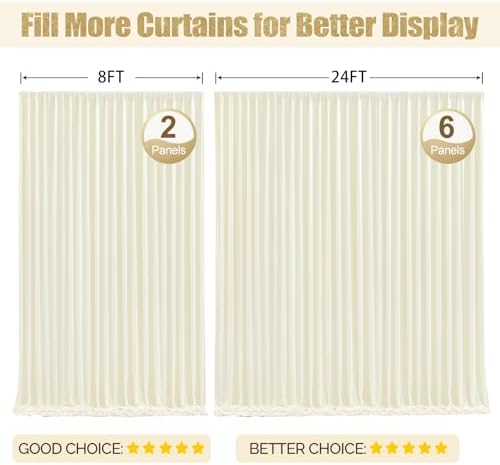 24x10FT Ivory Backdrop Curtains for Wedding Parties, Wrinkle Free Polyester Photography Backdrop Drapes for Wedding Baby Shower Birthday Parties Stage Background Stand Decorations 4x10ft,6 Panels - Image 7