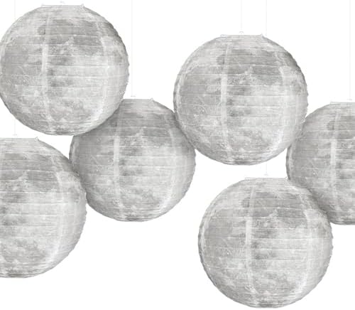 MOROBOR Moon Ball Paper Lantern, 6 Pcs Chinese Paper Lanterns Decorative Hanging Ball Lanterns Round Paper Lantern Lamps for Birthday Wedding Baby Shower Anniversary by MOROBOR