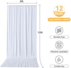 12 Panels 5x12ft White Backdrop Curtains for Parties, Wrinkle Free Polyester Photo Backdrop Drapes 12 ft Long Back Drop Cloth Drapery for Wedding Birthday Baby Shower Photography Party Background - Image 3