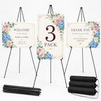 3 Pack Easel Stand for Sign, 63 Inch Portable Display Easel Stand, Black Metal Floor Easel for Wedding Welcome Sign, Poster Board, Party, Presentation, Event Display with Storage Bags by Ns+Jymb
