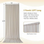 10×12ft Wrinkle Free Beige Backdrop Curtain for Wedding Parties-2 Panels 5×12ft Long Soft Silky Polyester Backdrop Drapes Photo Back Drop Curtains for Party Photography Background Cloth - Image 4