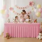 Pink Spandex Table Skirts for 8 ft Folding Table Baby Shower 2 Pcs - Image 2