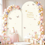 Cream and Lavender Photo Arch Backdrop Cover Set of 2 Spandex 7.2ft and 6ft Arch Covers Stretchy Backdrop Baby Shower Arch Stand Covers for Girls Birthday Party Wedding Banquet Background - Image 2