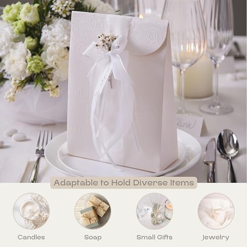 Boxes Craftory Pack of 20 Party Favor Boxes (6.69 x 2.75 x 9.25 inch) - Ideal for Wedding, Bridal Shower Gifts and Baby Shower - White Floral - Image 5
