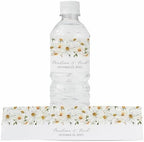 Personalized Water Bottle Labels with Choice of 30 Flower Styles - Choose Font and Pre-Made Phrases or Design Custom Text - LABELS ONLY (028 Daisies, 2 inch (8.5x2")) by ThePaperedWedding