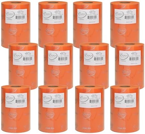 Expo International Decorative Matte Tulle, Roll/Spool of 6” X 100 Yards, Lightweight Polyester Tulle Fabric for Tutus, Costumes, and Party Decorations, Washable, Easy-to-Use, Pack of 12, Orange by ExpoInternational