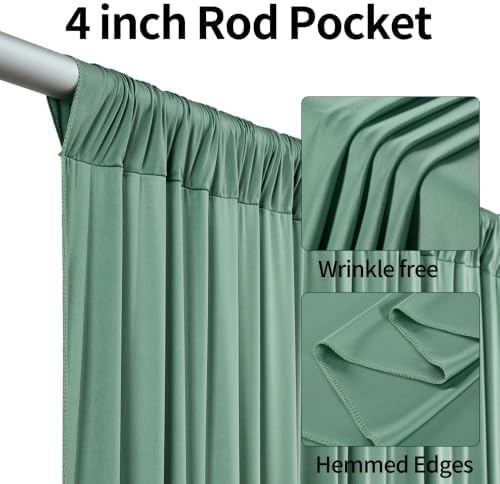 20ftx12ft Sage Green Backdrop Curtains for Parties, Wrinkle Free Polyester Sage Green Photo Backdrop Drapes 4 Panels 12 ft Long Back Drop Cloth for Wedding Birthday Photography Background Party - Image 2