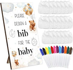 Panitay 43 Pcs Baby Shower Games Design a Bib, 12 Markers, Bear by Panitay