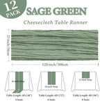 12 Pack 23 x 120 Inch Sage Green Table Runner 10Ft Cheesecloth - Image 2