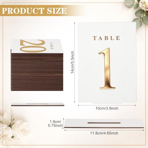 Geelin 20 Pcs Wooden Wedding Table Numbers 1-20 with Stands, White - Image 3