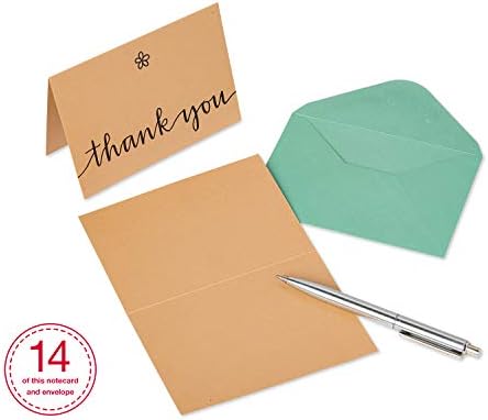 Papyrus Thank You Cards with Envelopes, Gold Border (16-Count) & Thank You Cards with Envelopes, Kraft with Flower (14-Count) - Image 7