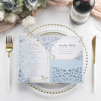 50pcs Blank Wedding Invitation Kit - Light Blue Laser Cut Invitation Pocket - Image 6