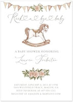 Rocking Horse Baby Shower Invitation in Blue Pink or Tan - Image 3