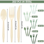 FYSUIMU 360Pcs Sage Green Plastic Silverware Heavy Duty Disposable Cutlery Set Includes Forks Spoons Knives for Wedding Birthday Bridal Baby Shower Party Utensil Supplies - Image 2