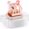 EUSOAR Rose Cupcake Boxes, 100 Packs 3.5 Inch Clear Single Individual Pastry Cupcake Containers with Inserts, Dessert Muffins Holder Disposable Cake Carrier for Wedding Party Favor Decor-Rose Gold by EUSOAR