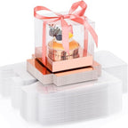 EUSOAR Rose Cupcake Boxes, 100 Packs 3.5 Inch Clear Single Individual Pastry Cupcake Containers with Inserts, Dessert Muffins Holder Disposable Cake Carrier for Wedding Party Favor Decor-Rose Gold by EUSOAR
