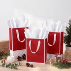 Yeaqee 50 Pack Metallic Paper Gift Bag Bulk with Handle, Red, White - Image 5