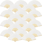 FEPITO 82 Pieces White Handheld Paper Fan Paper Folding Fans by FEPITO