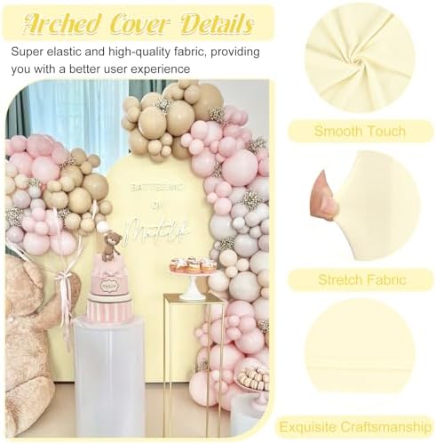 Metal Arch Stand and Cover Set,1 Ivory Spandex Fitted Backdrop with 1 Gold Wedding Arched Stand Frame for Parties Birthday Baby Shower Bridal Banquet Decoration (6FT) - Image 3