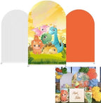 White Ripples Dinosaur Arch Backdrop Fabric Cover Kids Wild Jungle Birthday Party Decorations Arches Stand Covers for Festa Dino Baby Shower Balloon Parties Decor Props 3x5FT - Image 2