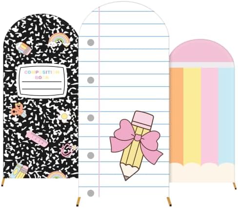 Moukeren 3 Pcs Back to School Themed Arch Backdrop Cover 4ft 5ft 6ft Decor - Image 2