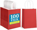 BagDream Gift Bags with Handles 5.25x3x8 Inch Bright Red 100 Pack Bulk by BagDream