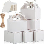Eaasty 100 Pack Gable Boxes White Party Favors Boxes with Handles for Treat Candy Goodie Gift, Welcome Paper Food Container with Tag and Rope for Birthday Wedding Baby Shower, 6.2 x 3.5 x 3.5 Inches by Eaasty
