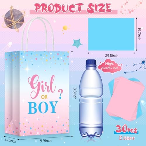 Tinlade 30 Set Gender Reveal Party Gift Bags with Tissue Paper Baby Shower Party Gender Reveal Paper Bags with Handles - Image 2