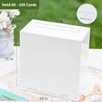 UNIQOOO White Acrylic Card Box w/Slot, Thick DIY Wedding Box Blank No Print, Large 10x10x5.5 in, for Reception Decoration Fundraiser Money Box Election Ballot Graduation Keepsake Party Favor - Image 6