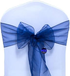 MDS Pack of 100 Organza Chair Sashes for Wedding & Event Décor – Navy Blue - Image 2