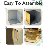 Acrylic Gold Card Box with Slot & Lock, Metallic Golden Classy Wedding Card Boxes for Reception, Large Money Gift Cards Box for Party Engagement Bridal Shower Luxury Wedding Table Decor - Image 7