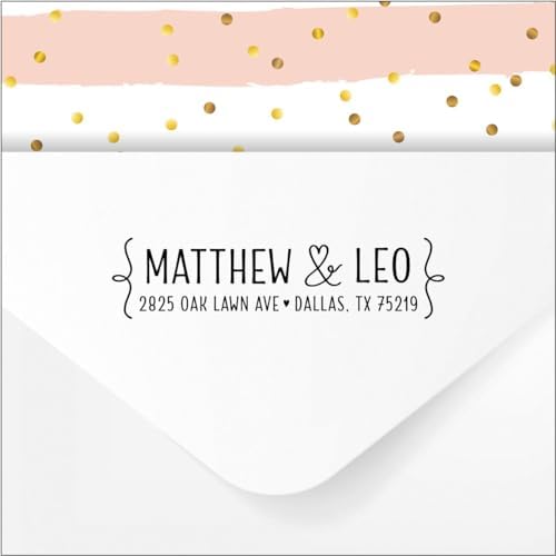 Personalized Heart Ampersand Self-Inking Return Address Stamp for Wedding - Image 4
