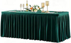 Wish Care Hunter Green Polyester Table Clothes for 4 Foot Rectangle Tables, Wrinkle Free Fitted Table Cover with Pleated Ruffle Table Skirt for Birthday Party Wedding Trade Show Event Display by WishCare