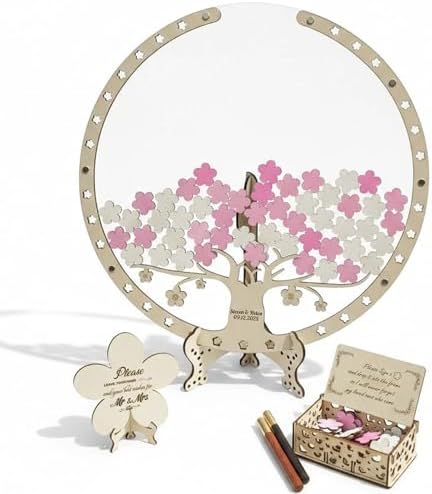 Cherry Blossom Wedding Guest Book Alternative Wooden Tree Drop Box Frame by Handmade