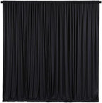 Black Backdrop Curtain 10 Panels-Wrinkle-Free Black Curtains Polyester Photography Drapes for Wedding Birthday Party Photo Background Backdrop Stand- 10FTX40FT by WishCare