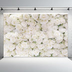 10x6.5ft Flower Backdrop White Rose Floral Photography Background Engagement Ceremony Bridal Shower Wedding Party Banner Decorations Kids Birthday Newborn Baby Shower Portrait Photo Booth Prop - Image 5