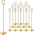 Radezon 12 Pack Gold Table Number Holders, 10inch Weighted Base Place Card Holders for Outdoor Wedding, Windproof Sturdy Metal Photo Stands for Reception Tables, Parties & Events by Radezon